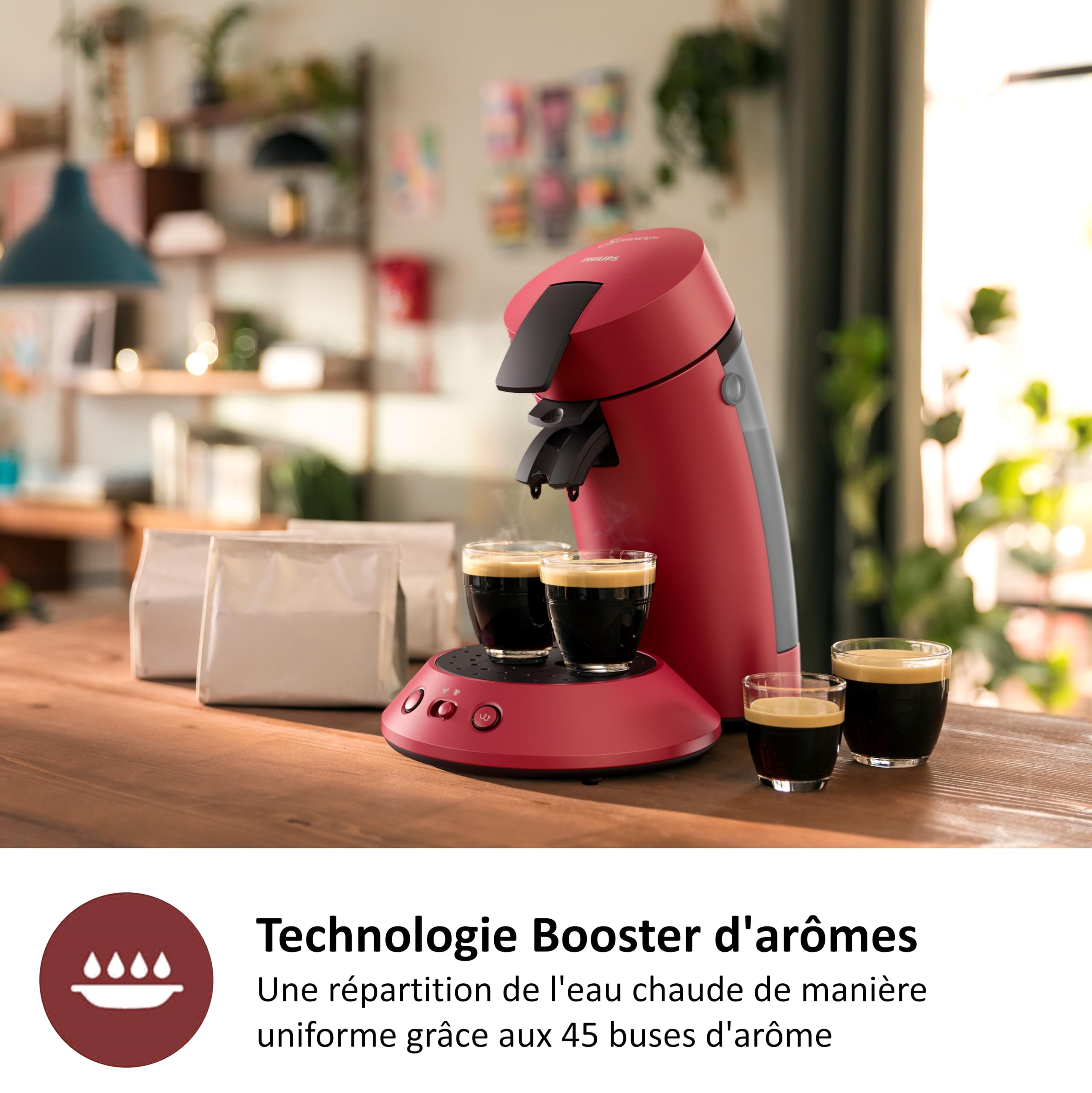 Senseo Original Plus – Machine à Café à Dosettes Rouge | CSA210/91